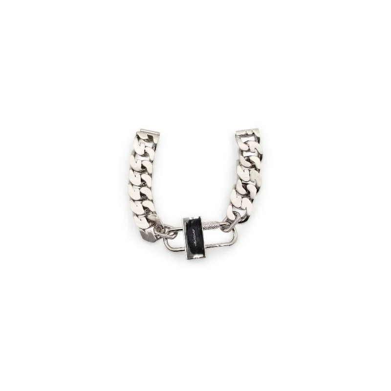 bracelets with floral charm -G Chain Silver Lock Small Bracelet in Silver