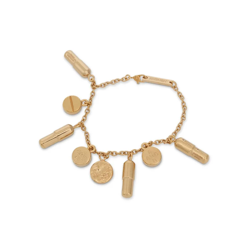 bracelets for fashion lovers -Multi Pill Charm Bracelet in Gold