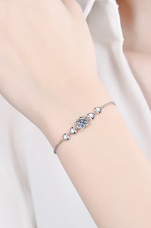 bracelets boho chic style -1 Carat Moissanite Heart Bracelet