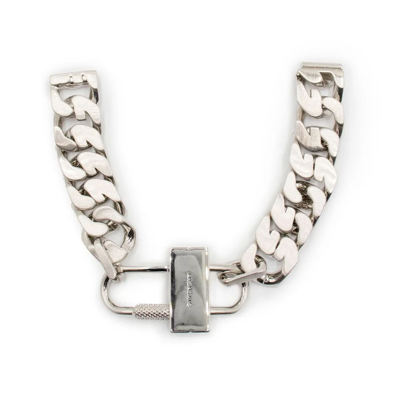 bracelets for bold fashion -G Chain Lock Small Silver Bracelet in Silver