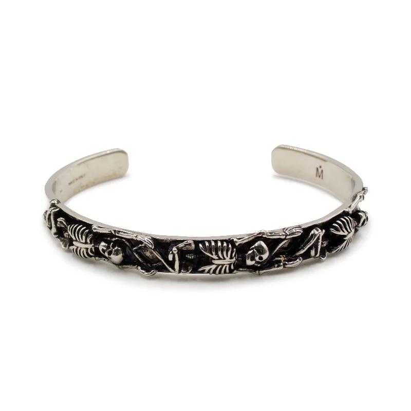 bracelets with arrow charm -Dancing Skeleton Cuff Bracelet in Silver