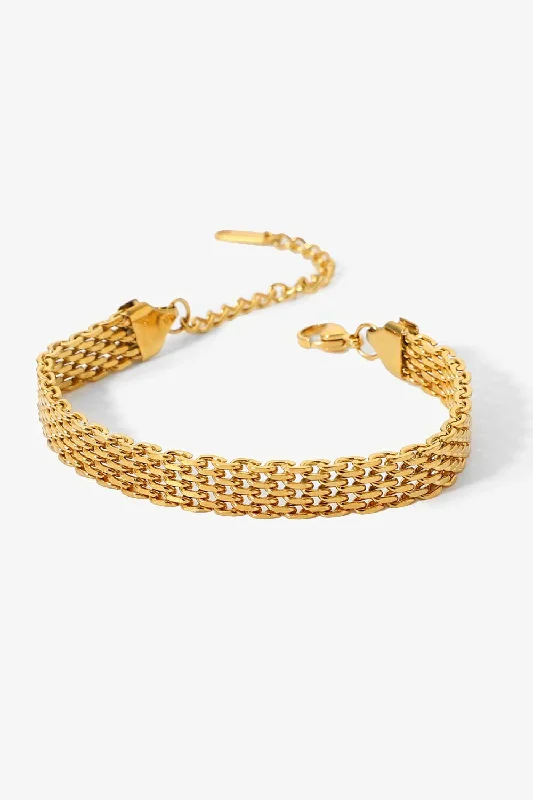 bracelets for everyday wear -18K Gold-Plated Wide Chain Bracelet