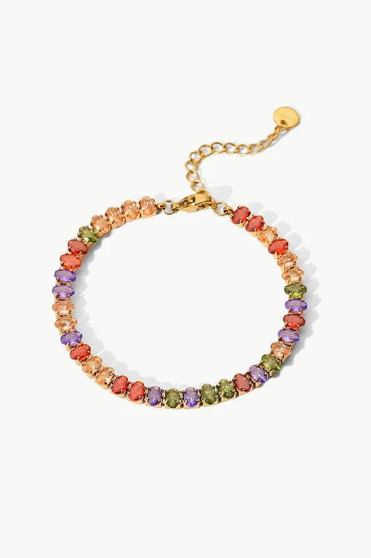 bracelets with diamond sparkle -18K Gold Plated Multicolored Zircon Bracelet