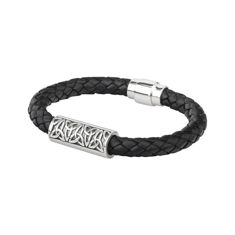 bracelets for vintage lovers -Sterling Silver  Leather Bracelet