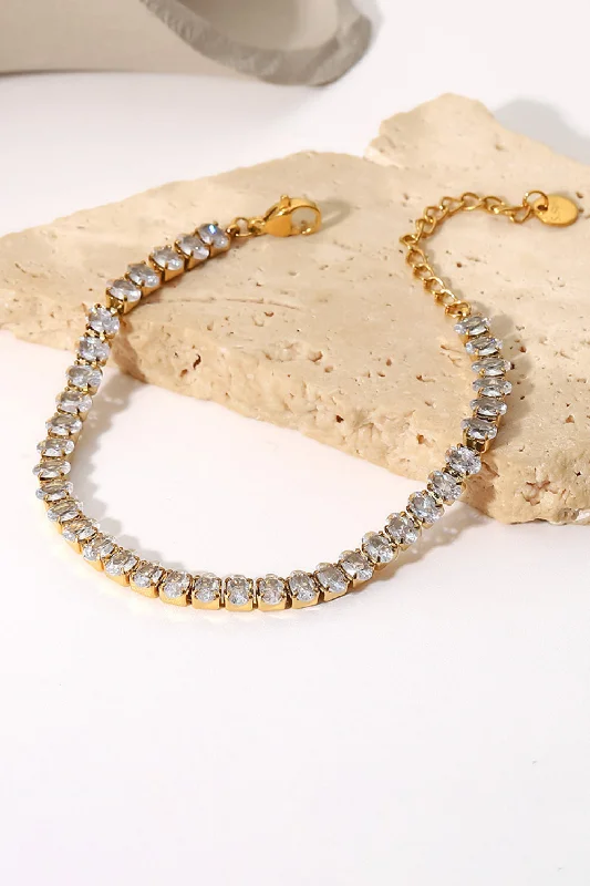 bracelets vintage inspired -Inlaid Zircon 18K Gold Plated Bracelet