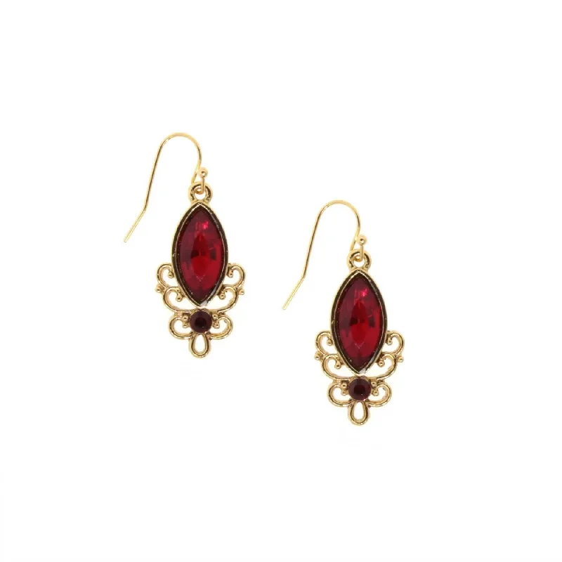 ladies earrings with pink tourmaline -1928 Jewelry Alluring Siam Red Crystal Drop Earrings