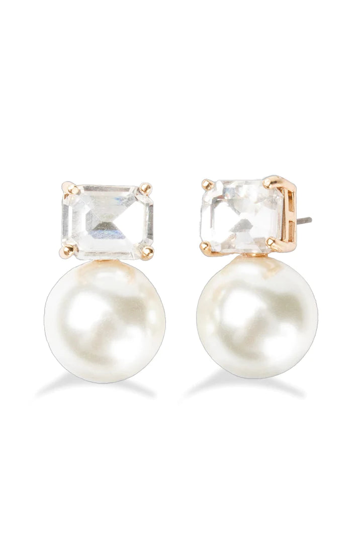 ladies earrings with gemstone accents -Audrey Pearl Post Earring