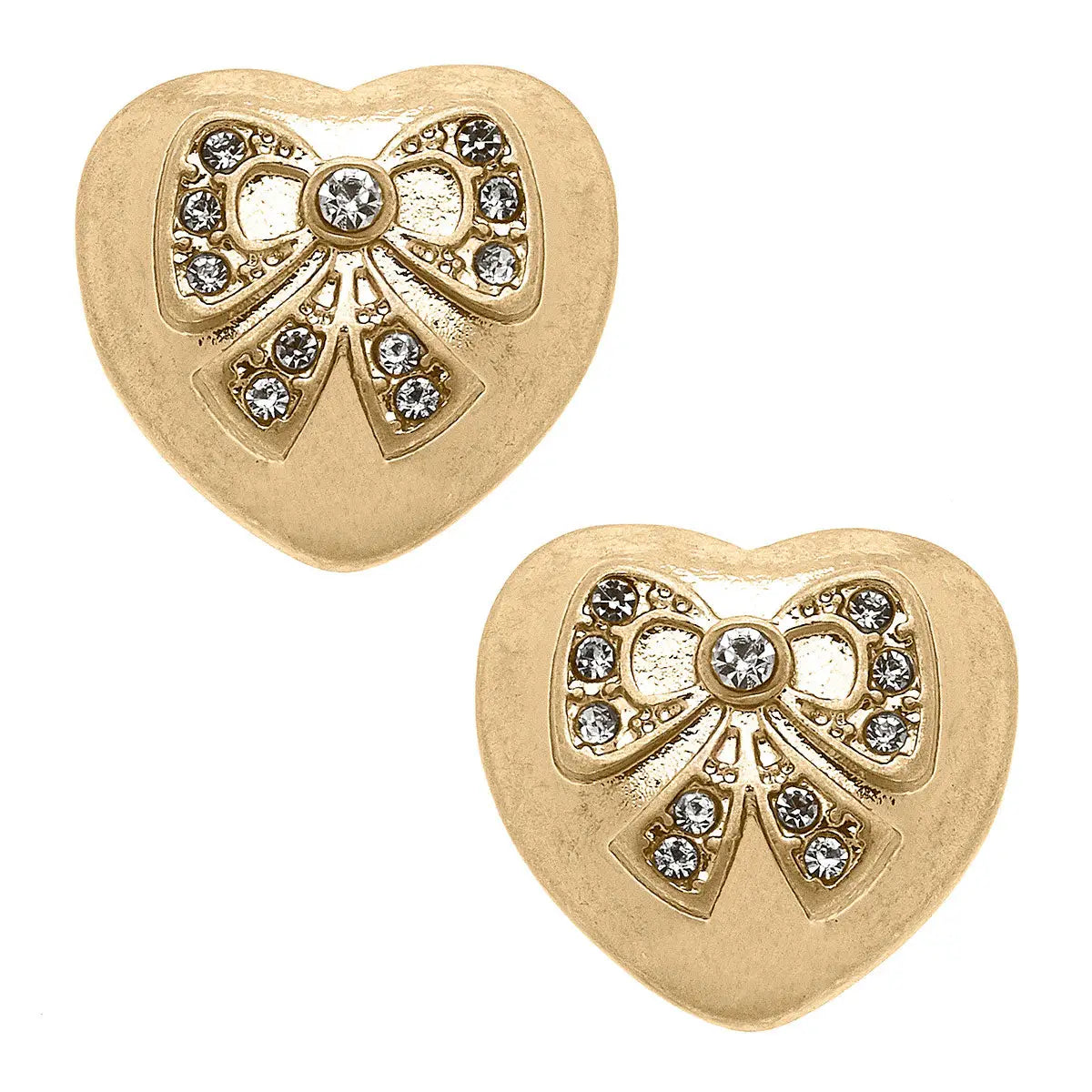 ladies earrings for gifting ideas -Rylan Bow Heart Stud Earrings