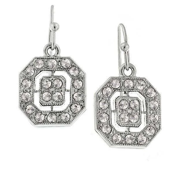 ladies earrings layered look -1928 Jewelry Clear Crystal Octagon Drop Earrings