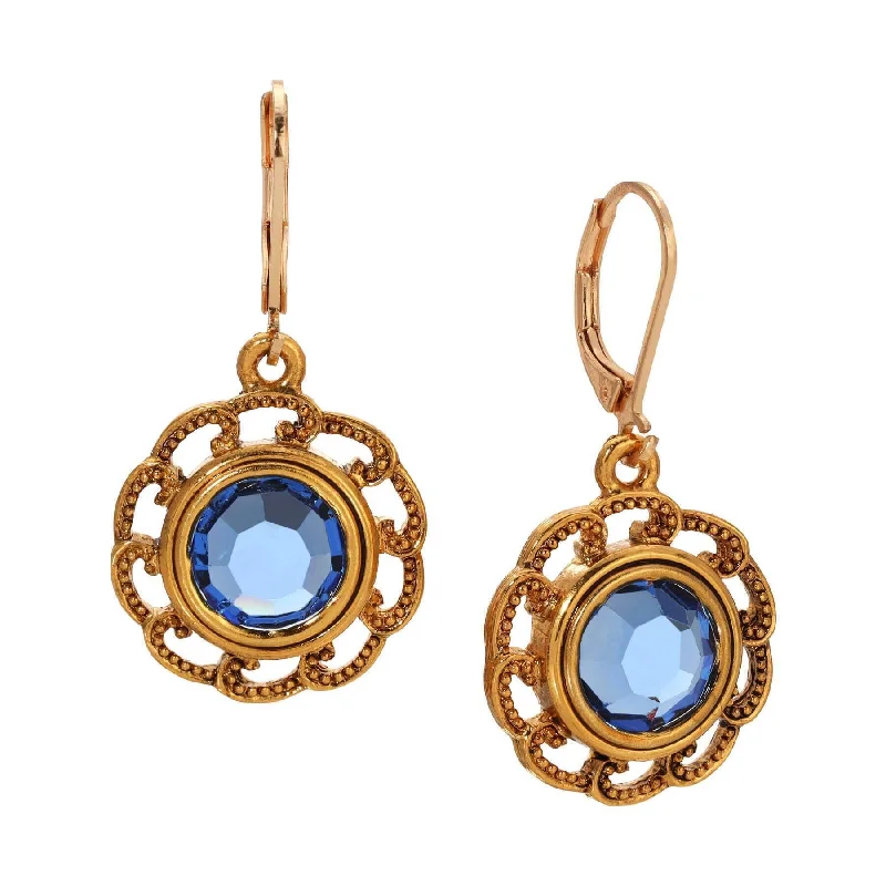 ladies earrings gold hoop style -1928 Jewelry Round Austrian Crystal Drop Earring