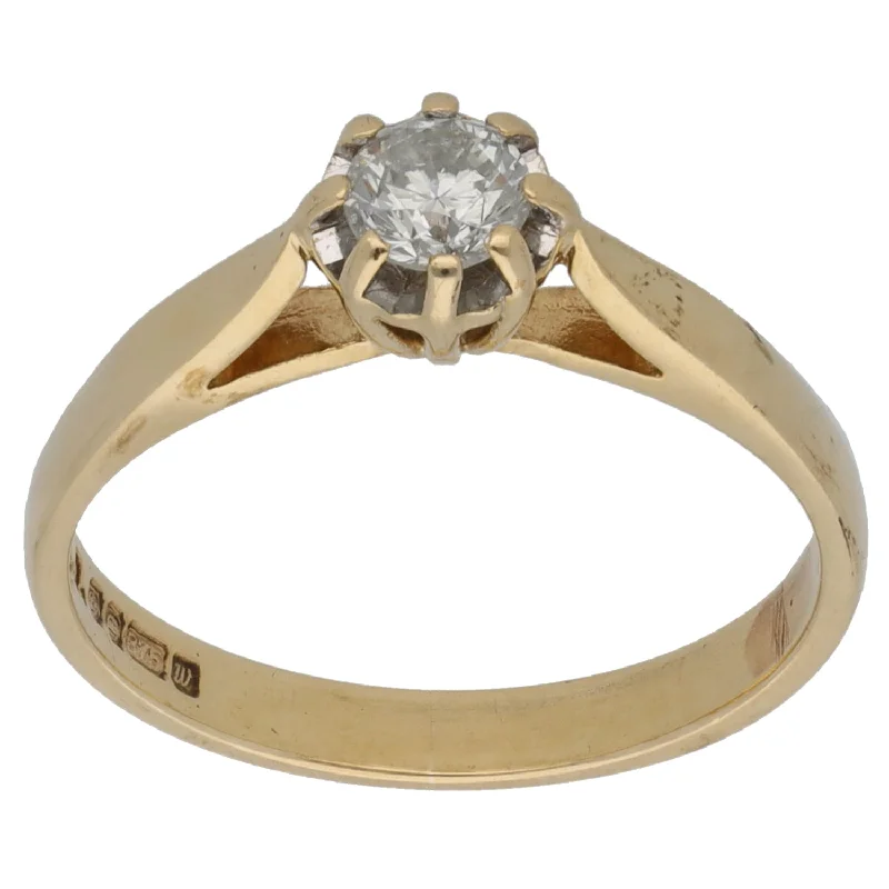 ladies engagement rings art deco flair -9ct Gold 0.25ct Diamond Solitaire Ring Size K