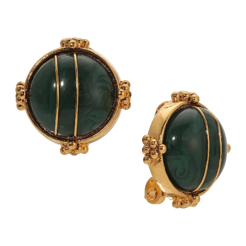 ladies earrings for bridal look -1928 Jewelry Deco Round Wired Stone Clip On Earrings