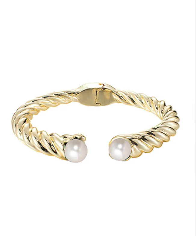 bracelets with shell design -The Pearl Textured Cuff Bracelet