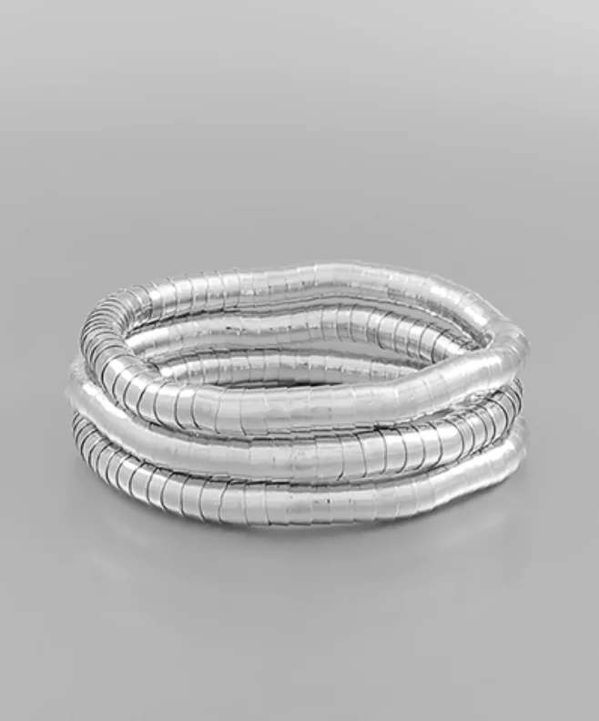 bracelets handmade unique -The Slinky Silver Bracelet Set