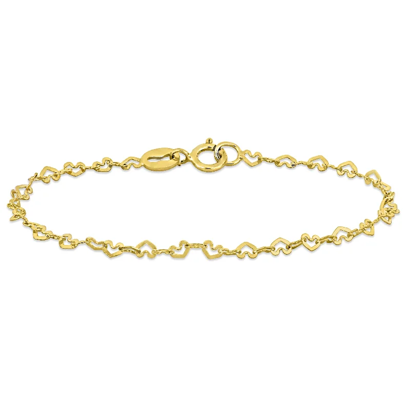 bracelets wide cuff design -Mimi & Max Children's 2mm Heart Link Baby Bracelet in 14k Yellow Gold - 5 in.