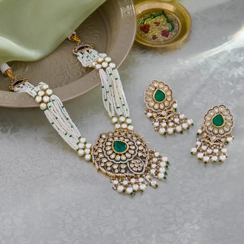 necklaces for women gold -Kundan Necklace 165818