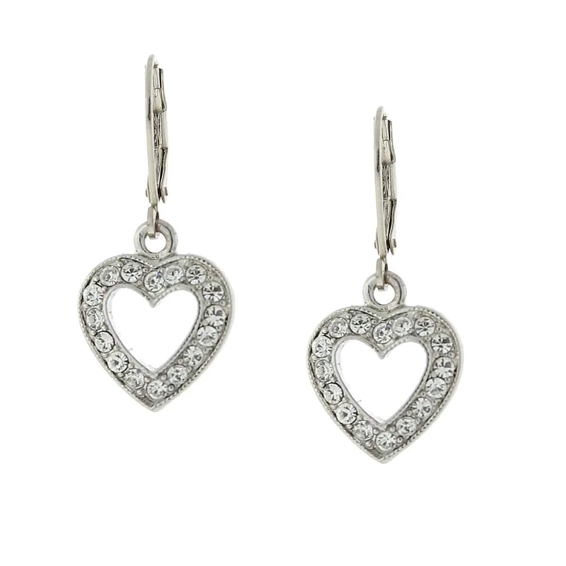 ladies earrings with arrow detail -1928 Jewelry Classic Crystal Heart Drop Earrings