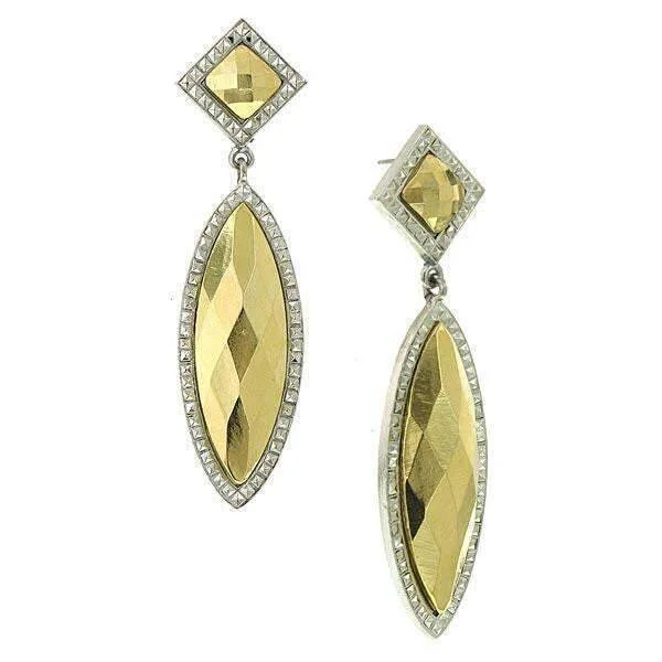 ladies earrings trendy minimalist -1928 Jewelry Fusion :Lux Stone Large 2 Part Marquise Earrings