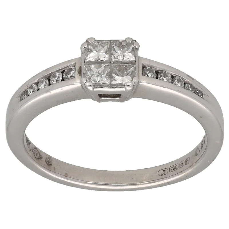 ladies engagement rings for timeless love -18ct White Gold 0.33ct Diamond Dress/Cocktail Ring Size M