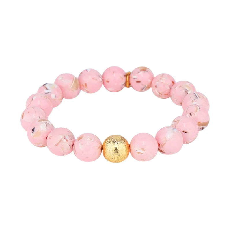 bracelets layered look -BudhaGirl Marble Beaded Bracelet - Blush