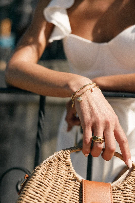 bracelets with pearl accent -Aspen Pear Bracelet - Gold