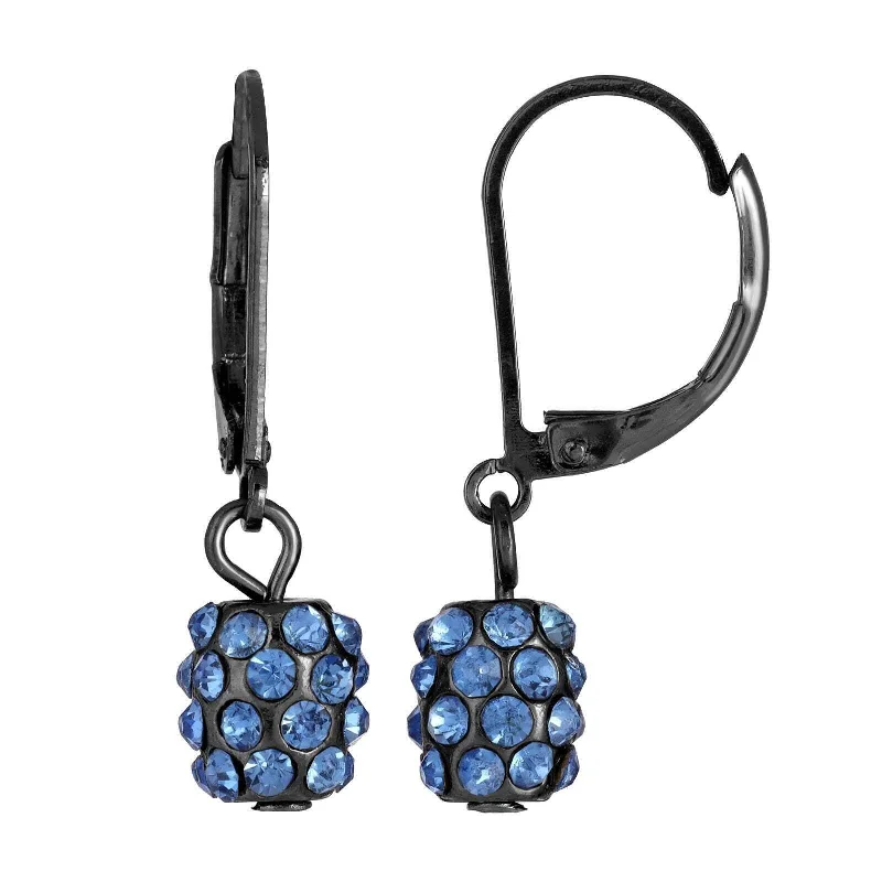 ladies earrings with rainbow gems -1928 Jewelry Jet Black Light Sapphire Crystal Fireball Drop Earrings