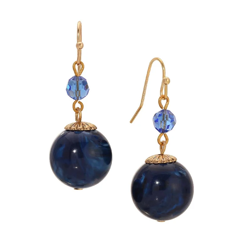 ladies earrings custom crafted -1928 Jewelry Twilight Blue Crystal And Bead Drop Earrings