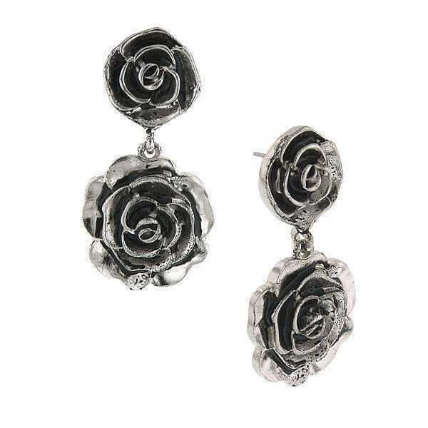 ladies earrings chic modern -2028 Jewelry Double Rose Dangling Earrings