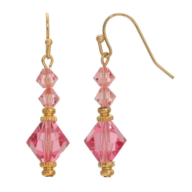 ladies earrings geometric pattern -1928 Jewelry Jaipur Pink Austrian Crystal Dangle Earrings