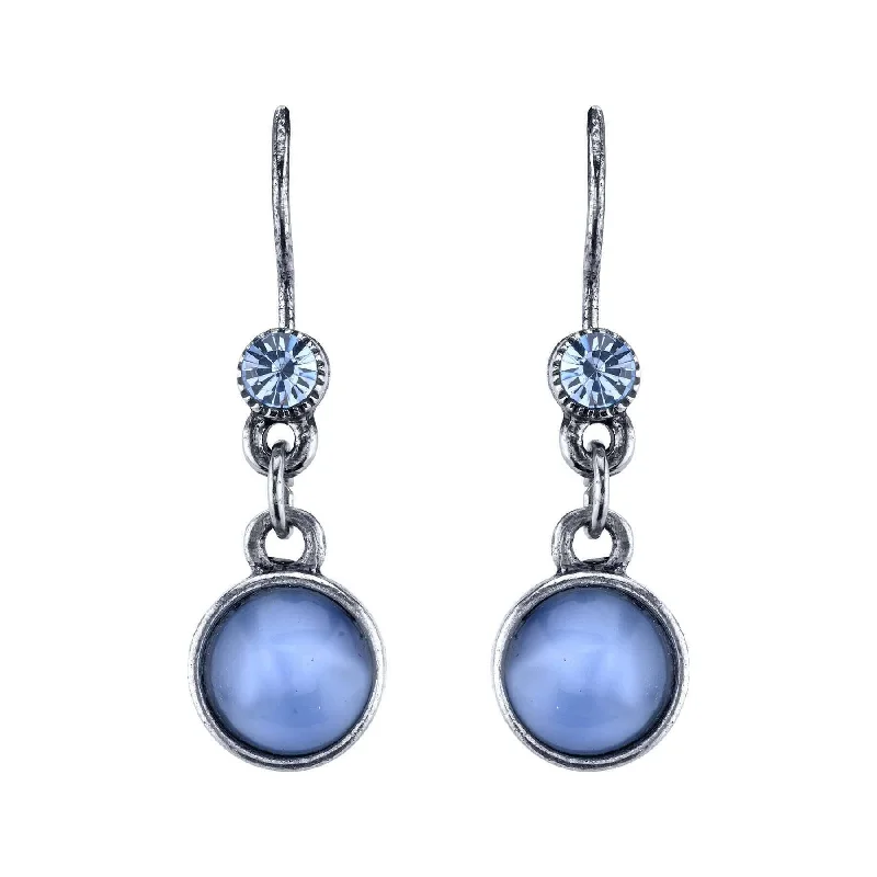 ladies earrings with topaz blue -1928 Jewelry Light Sapphire Blue Crystal And Blue Moonstone Drop Earrings