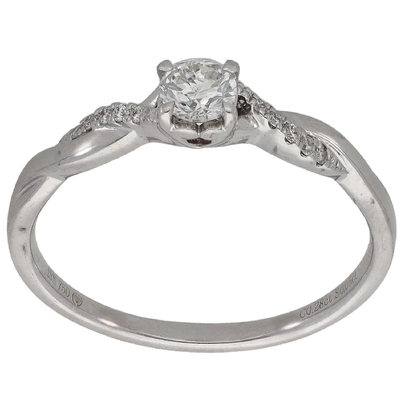 ladies engagement rings for timeless love -18ct White Gold 0.28ct Diamond Solitaire Ring With Accent Stones Size Q