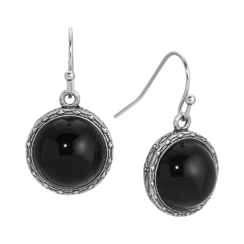 ladies earrings silver drop design -1928 Jewelry Timeless Elegance Round Stone Drop Earrings