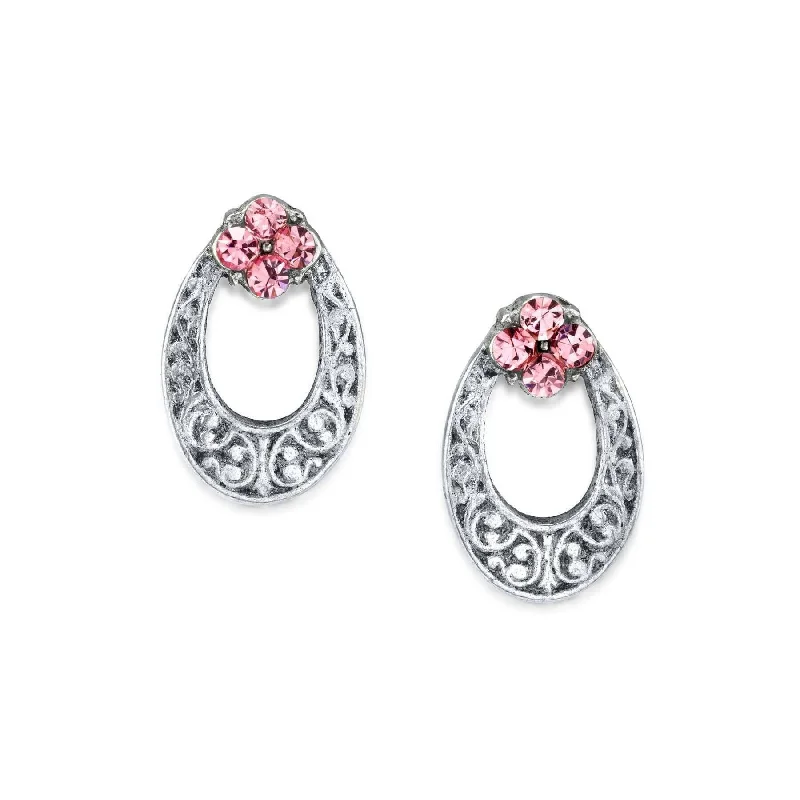 ladies earrings for prom night -1928 Jewelry Crystal Oval Stud Earrings