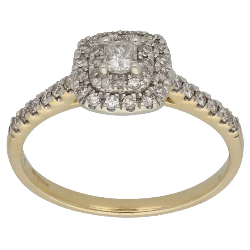 ladies engagement rings lightweight comfort -9ct Gold 0.35ct Diamond Cluster Ring Size L