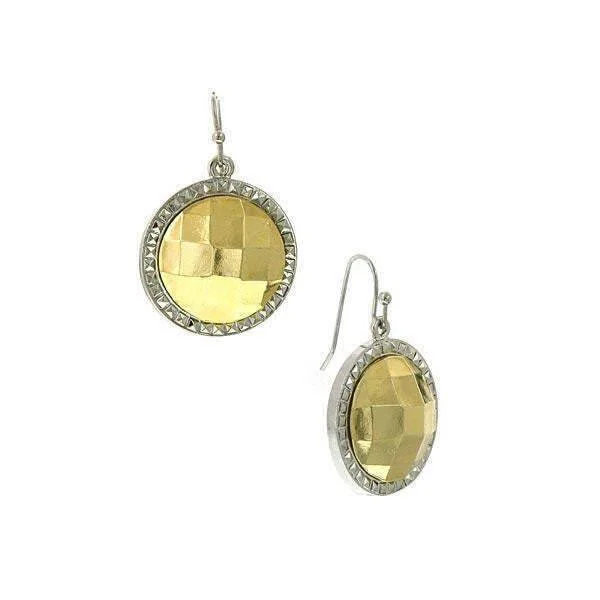 ladies earrings with diamond studs -1928 Jewelry Fusion Lux Stone Round Euro Drop Earrings