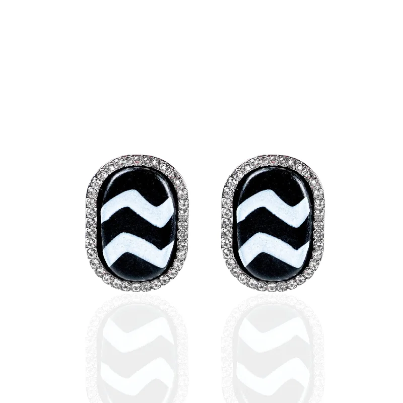 ladies earrings classic elegance -Caliope Sparkling Studs - Tribal B/W