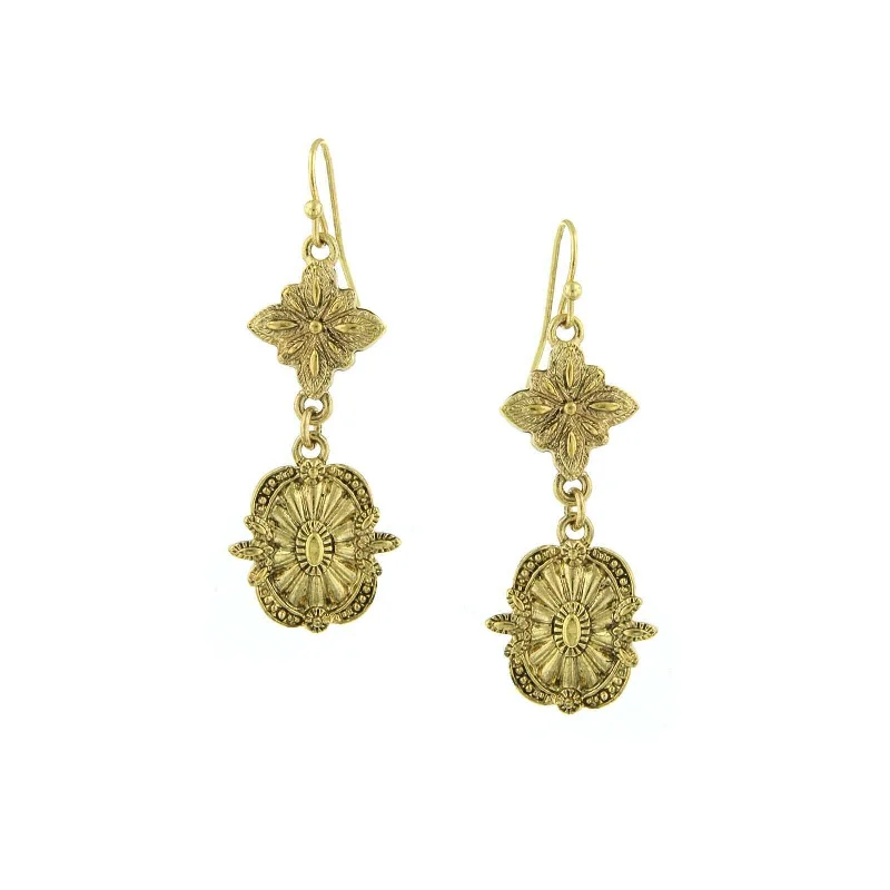 ladies earrings for daily wear -1928 Jewelry Tailored Double Starburst Drop Earrings