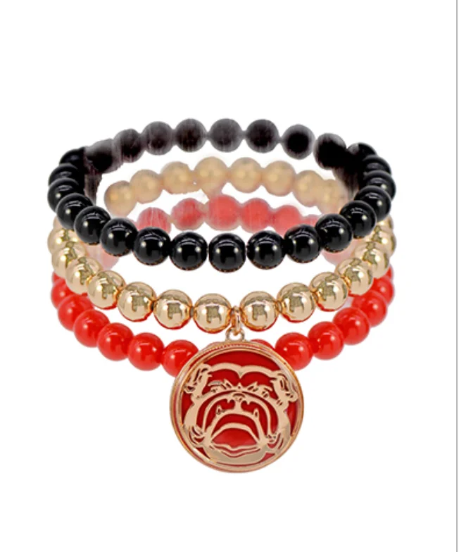 bracelets with crystal beads -Bulldogs Bracelet Set