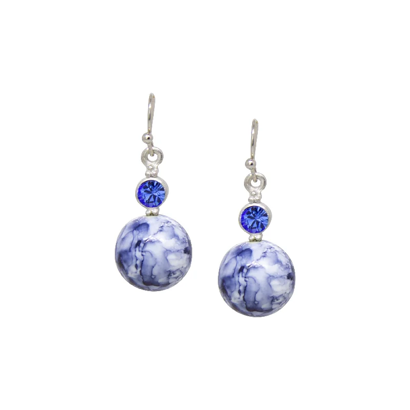 ladies earrings bold statement -1928 Jewelry Blue Denim Baubles & Sapphire Blue Crystals Drop Earrings