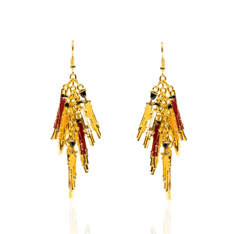 ladies earrings with red ruby -Maasai Sherrie Dangles - Gold