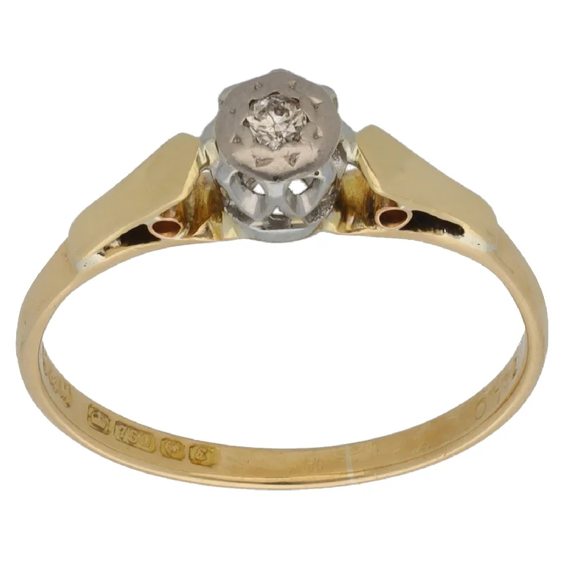 ladies engagement rings romantic proposal -18ct Gold 0.02ct Diamond Solitaire Ring Size L