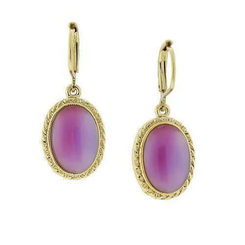 ladies earrings with opal glow -1928 Jewelry Pink Oval Moonstone Drop Earrings