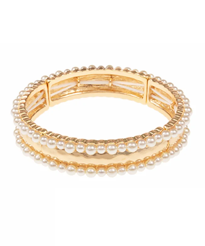 bracelets with pearl accent -Edge Pearl Stretch Bracelet