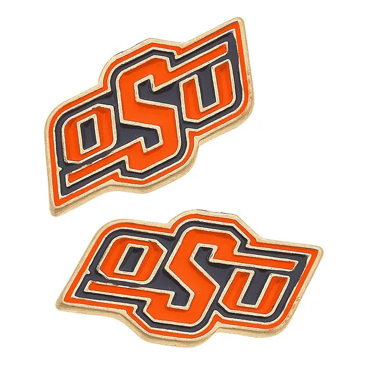 ladies earrings for evening wear -OSU Enamel Stud Earring