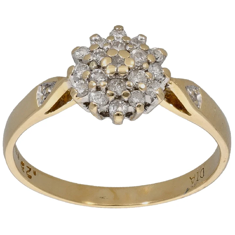 ladies engagement rings modern bride -18ct Gold 0.21ct Round Diamond Cluster Ring Size M