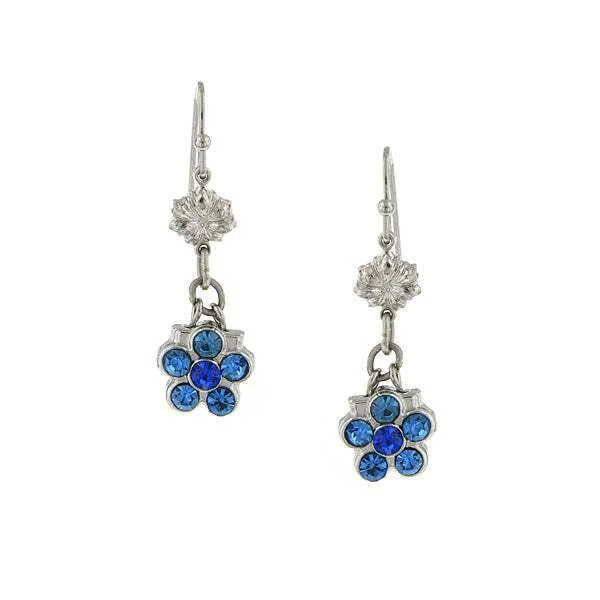 ladies earrings with sapphire blue -1928 Jewelry Flower Crystal Dangle Earrings