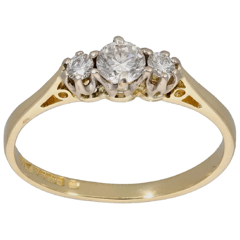 ladies engagement rings vintage inspired -18ct Gold 0.25ct Diamond Trilogy Ring Size L