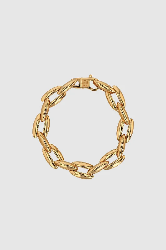 bracelets for trendy women -Oval Link Bracelet - Gold