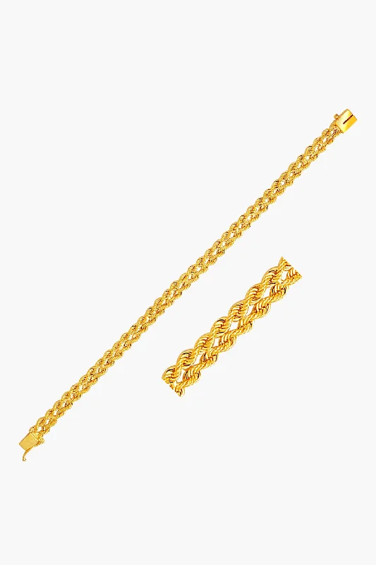 bracelets for women gold -14k Gold Two Row Rope Bracelet