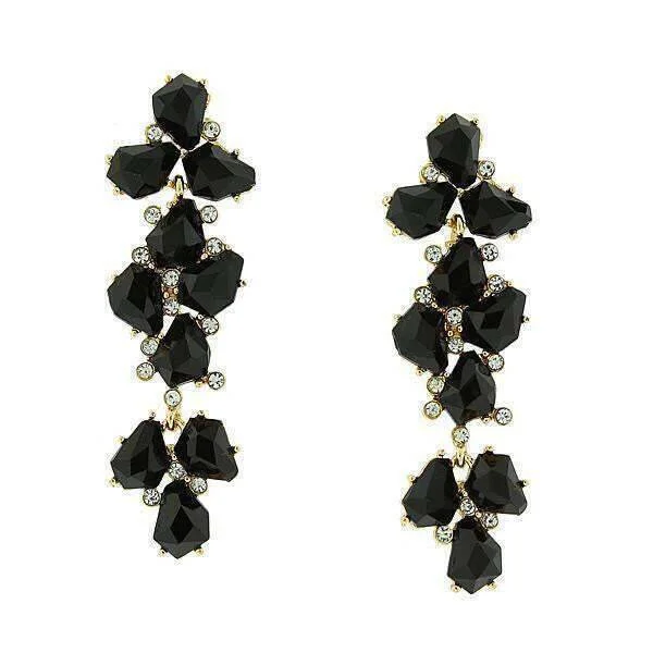 ladies earrings with blue topaz -2028 Jewelry Jet Black with Crystal Accent Linear Earrings